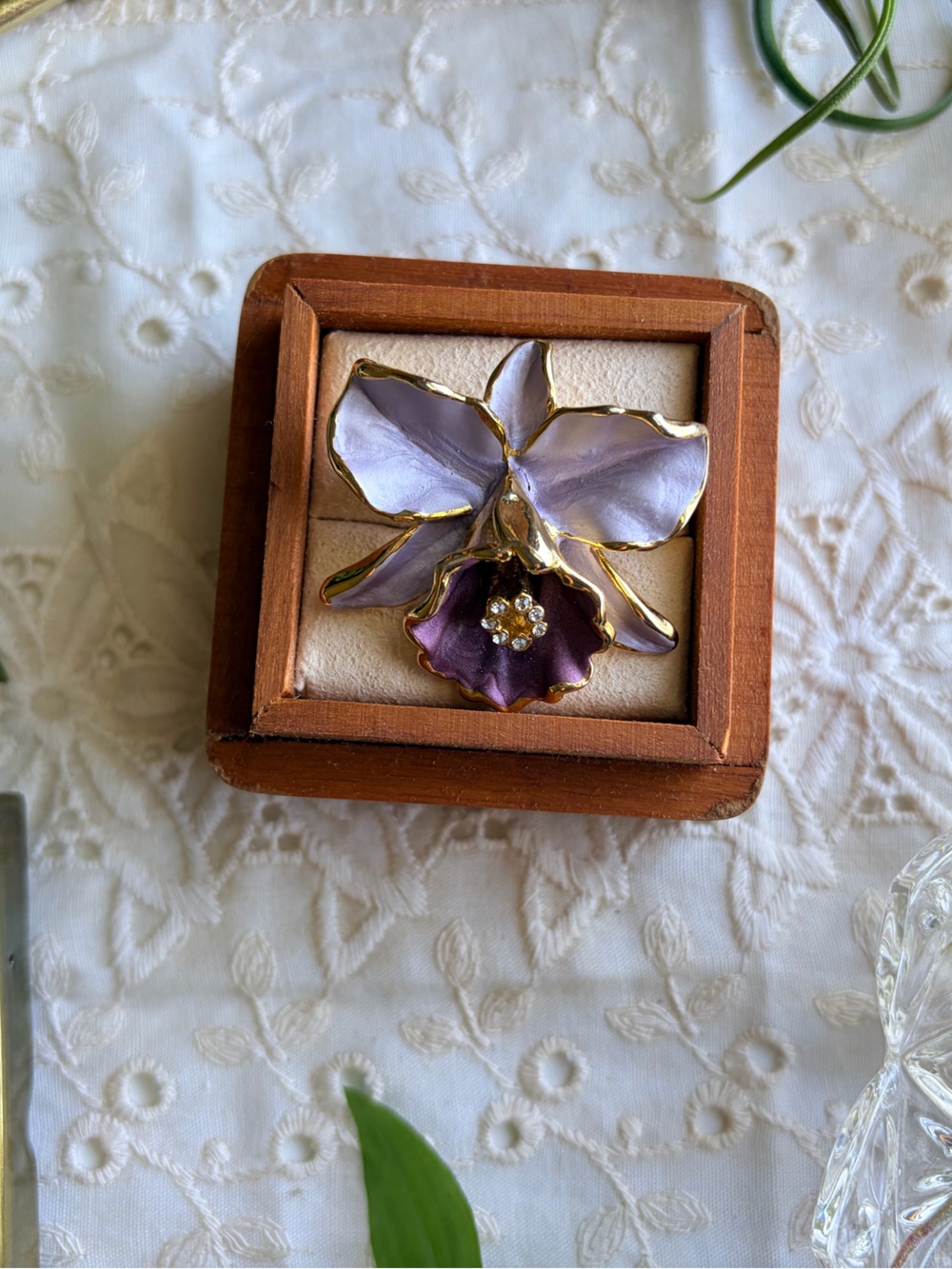 Enamel Orchid Brooch